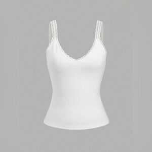 Lace Detail V-Neck Wide Strap Tank